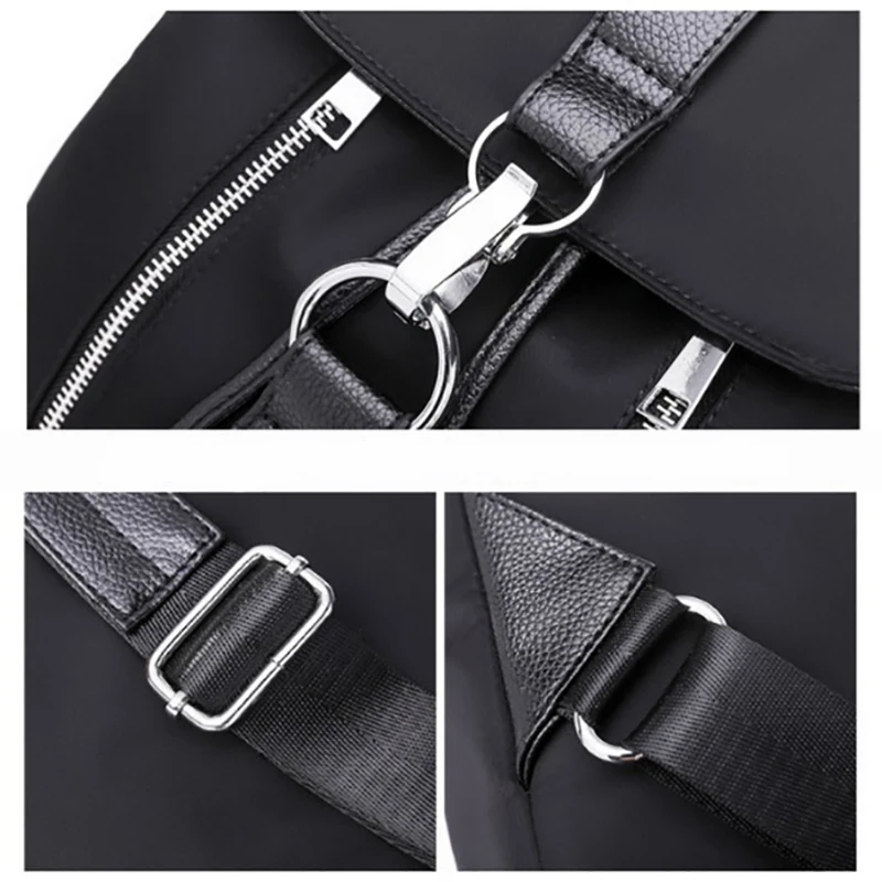 

Women Backpack School Bags For Teenager Girls Nylon Zipper Lock Design Black Femme Mochila Female Backpack Fashion Sac