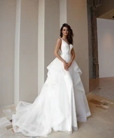 glitter tulle elegant wedding dresses deep v neck tiered skirt beach bridal gowns boho backless customize bride dress plus size
