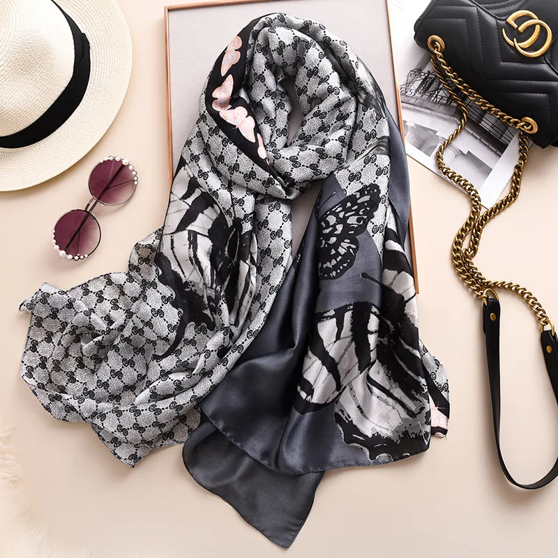 Хиджаб теплый шелковый шарф зима 2019 бандана Cachecol Пашмина Bufandas Foulard Femme женский