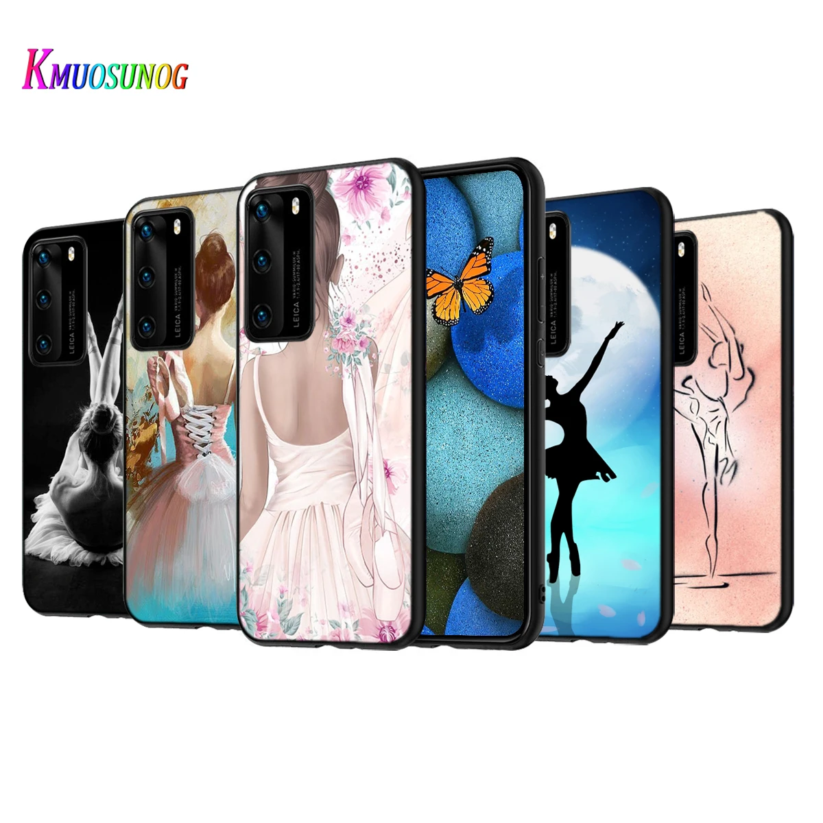 

Ballet Dancer Dancing Silicone Cover For Huawei P50 P40 P30 P20 Pro P10 P9 F8 Lite E Plus 2016 5G Black TPU Phone Case
