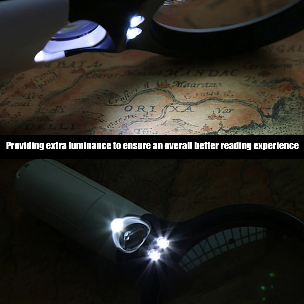 

Magnifying Glass with Light Magnifying Glasses 2.5X 45X High Magnification LED Handheld Lighted Magnifier for Reading Jewellery