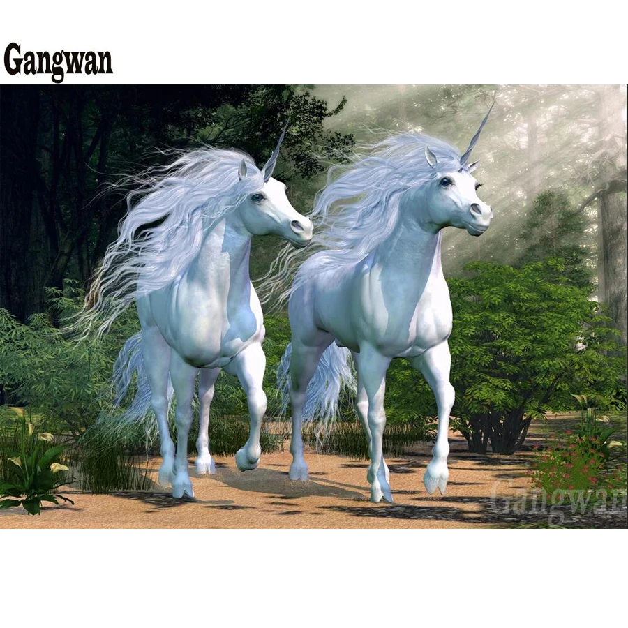 

Full square round 5D DIY unicorn diamond painting horses landscape rhinestones embroidery painting cross stitch decoration home