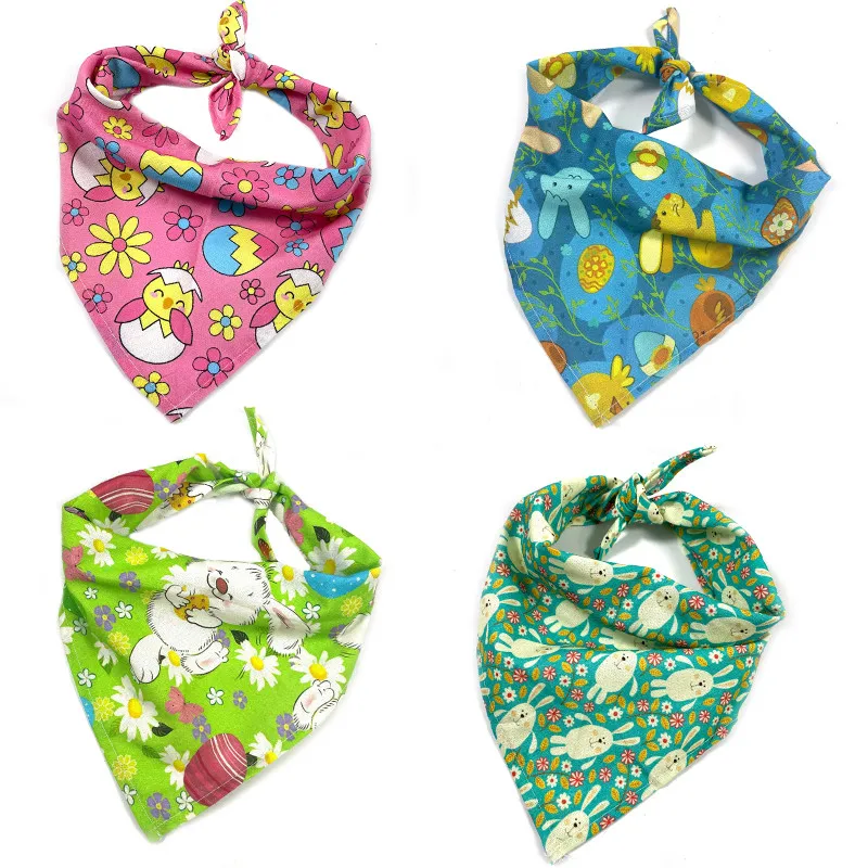 

4pcs Easter Pet Dog Bandanas Accessories Pet Dog Cotton Scarf Bandana for Small Middle Large Dog Grooming Products