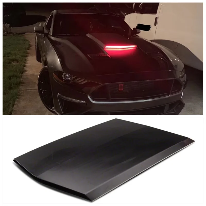 

Высококачественная Черная Крышка вентиляционного отверстия переднего бампера двигателя из АБС-пластика для Ford Mustang 2018 2019 2020 2021 (со светодио...