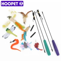 hoopet flexible cat stick toy interactive pet toys design bird feather plush plastic toy for cats stick interactive supplies