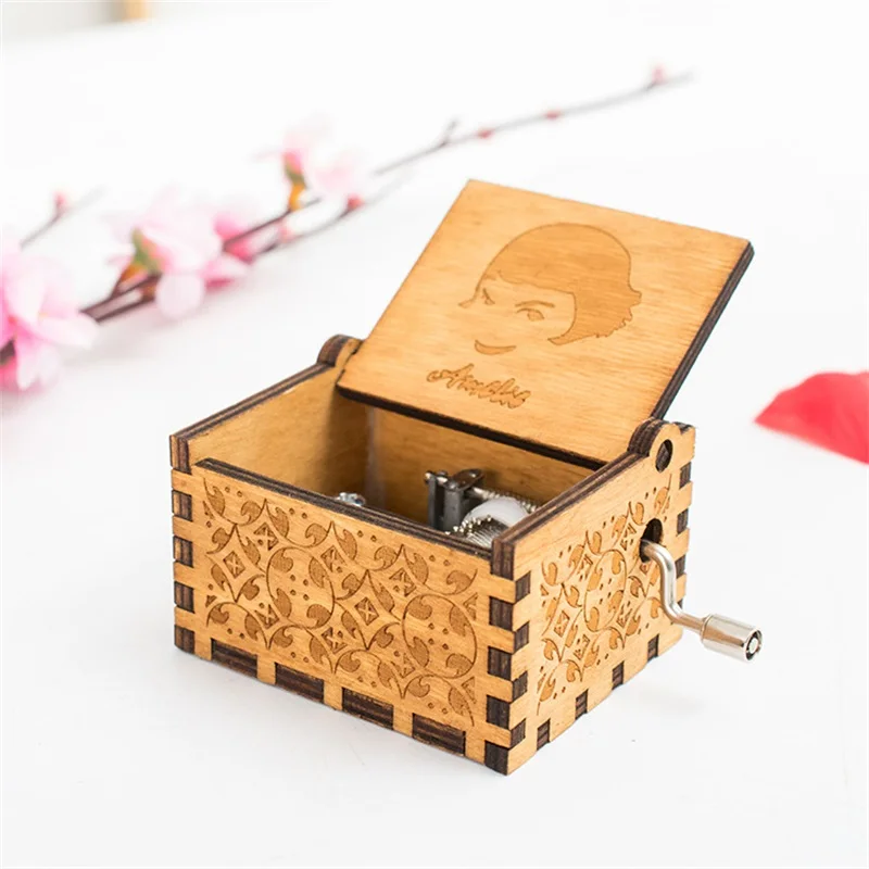

Movie Amelie Theme Handmade Engraved Wooden Music Box Crafts Cosplay