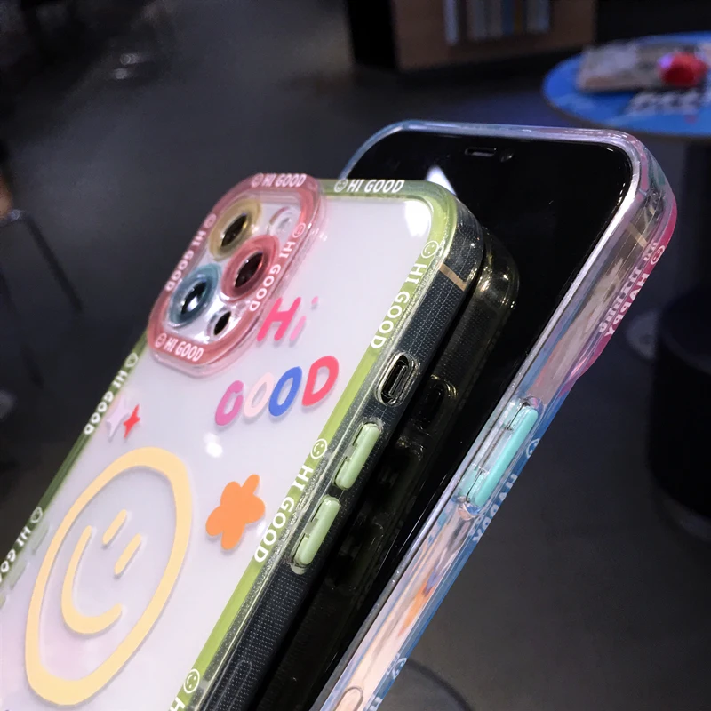 For iPhone 13 Pro Max Case Cute Smile Pattern Clear Phone Case For iPhone 12 11 Pro Max XS XR X 7 8 Plus Soft Bumper Back Cover