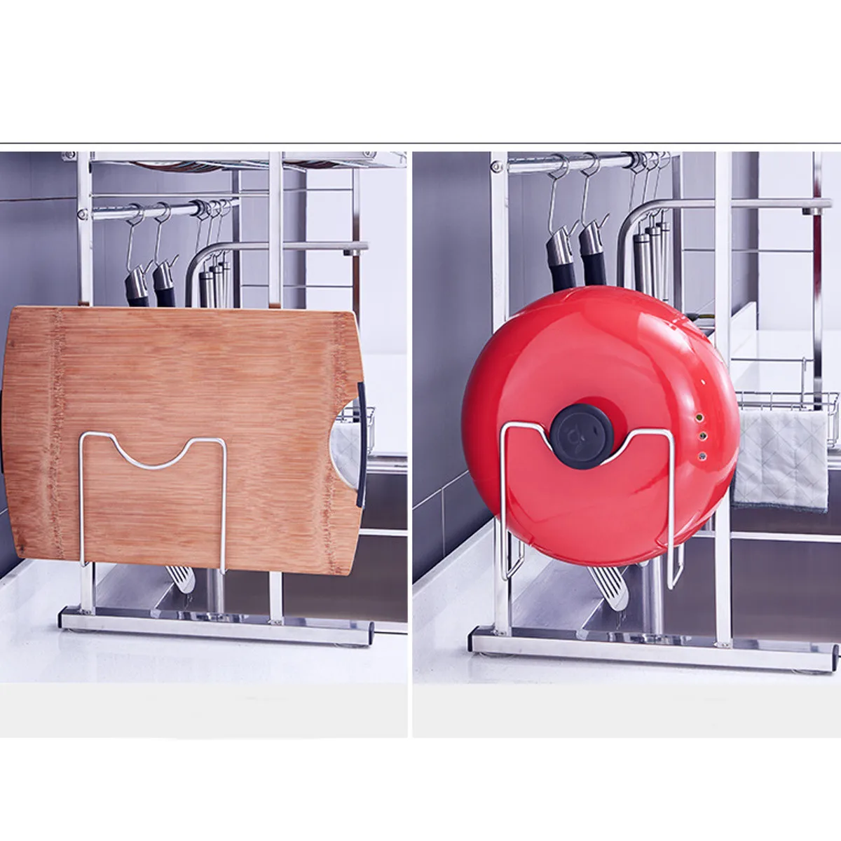 

2 Tier Storage Holder Rack 304 Stainless Steel DIY Organizer Kitchen Shelf Rack Wall Drain Drying Sink Dish Rack Spice Organizer