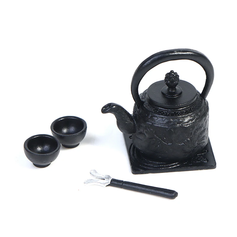 

1 Set 1: 12 Dollhouse Furniture Miniature Classic Kungfu Tea Teaware Teapot Cup Plate 1 Teapot With Lid+ 3 Cups