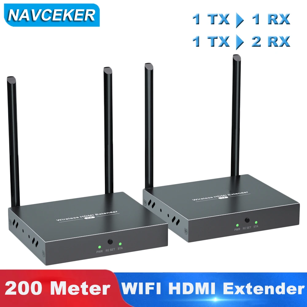 

660ft Wireless HDMI Video Transmission Wireless TV HDMI Transmitter Receiver ( TX + RX ) With IR WIFI Antenna Extender Kit 200m