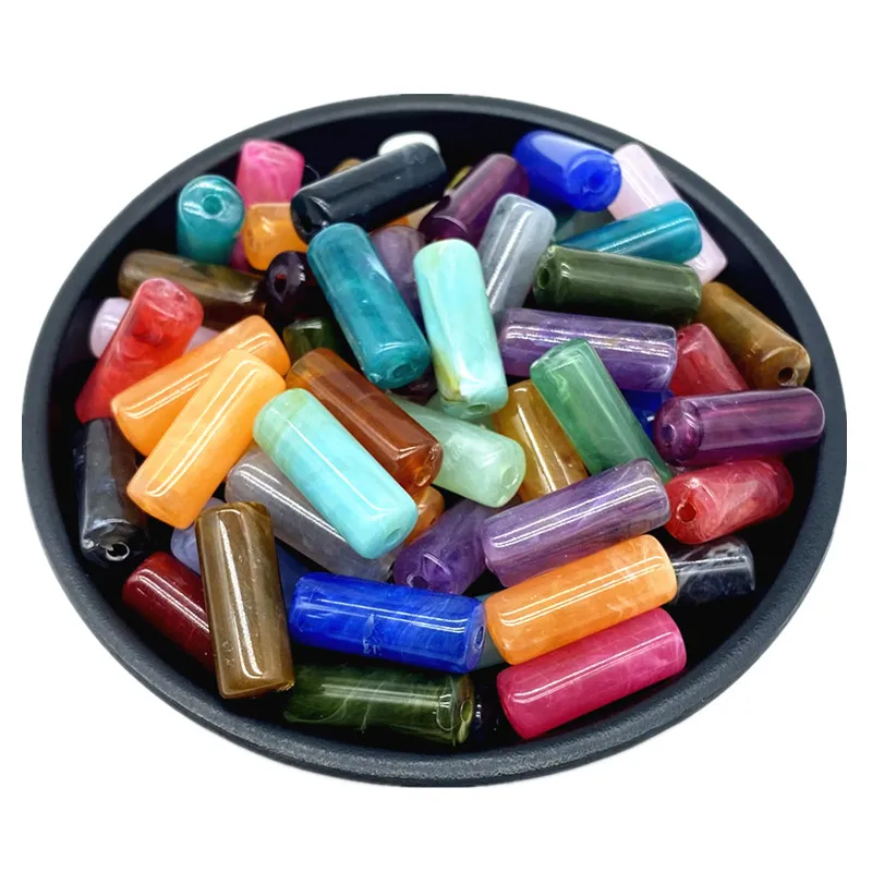 20pcs 8x20mm Imitation Stone Cylinder Shape Acrylic Beads Loose Spacer For Jewelry Making Pendant Accessories DIY | Украшения и
