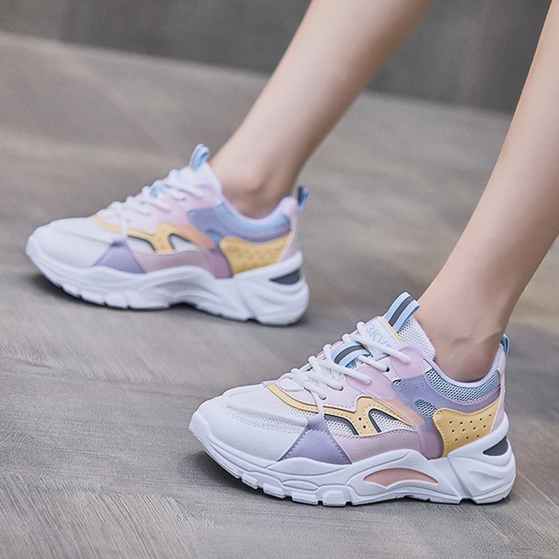 

Fashion Women's Chunky Sneakers 2021 Platform Sports Shoes Purple White Sneakers Vulcanized Casual Shoes Designer Tennis Basket