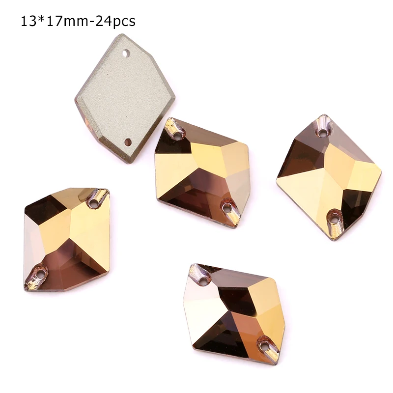 AG 13x17mm - 24pcs ЦЯО АААА Золотой Гематит пришивные стразы, стеклянные бусины, камни, стразы, аппликации для свадебного платья, одежда для рукоделия, швейные кристаллы - Цвет: AG 13x17mm - 24pcs