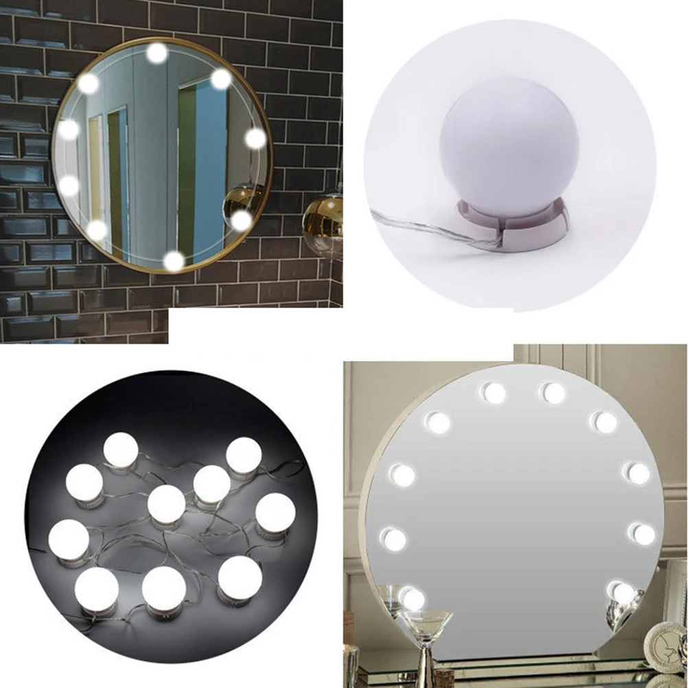 A Set of Makeup Mirror Light USB Plug Brightness Press Button Lights for Dressing Decor | Дом и сад