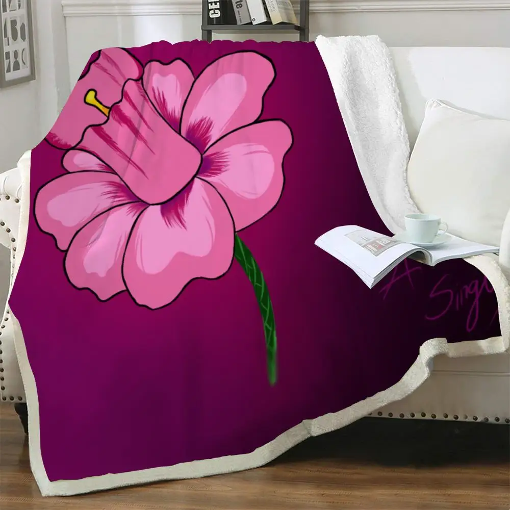 

NKNK Brank Flowers Blankets Pink Bedspread For Bed Art Plush Throw Blanket Retro Blankets For Beds Sherpa Blanket New