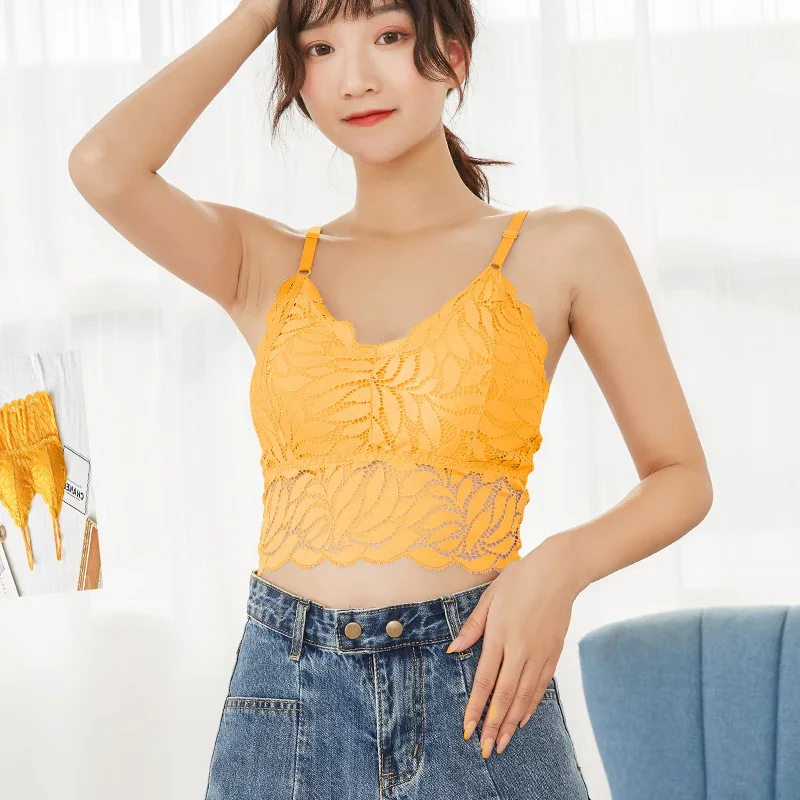 

Tube Underwear Women's Anti-Exposure Base Tops Wrap-Around-Short Beauty Back Sexy Lace Push Up Camisole Vest
