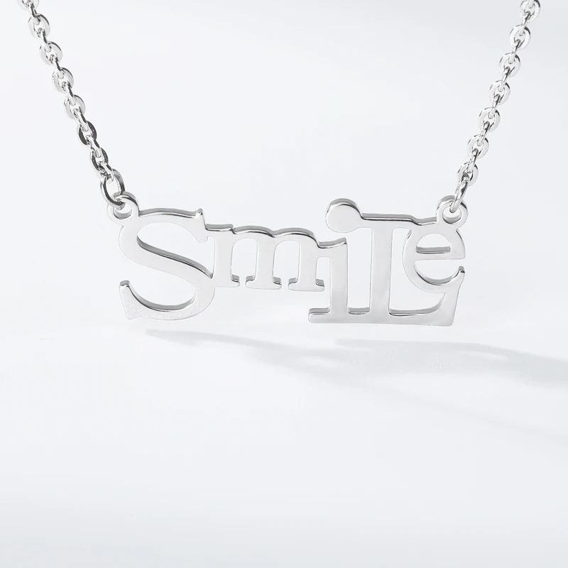 Ожерелье с надписью SMILE из нержавеющей стали кулон Smile ювелирное изделие золотого