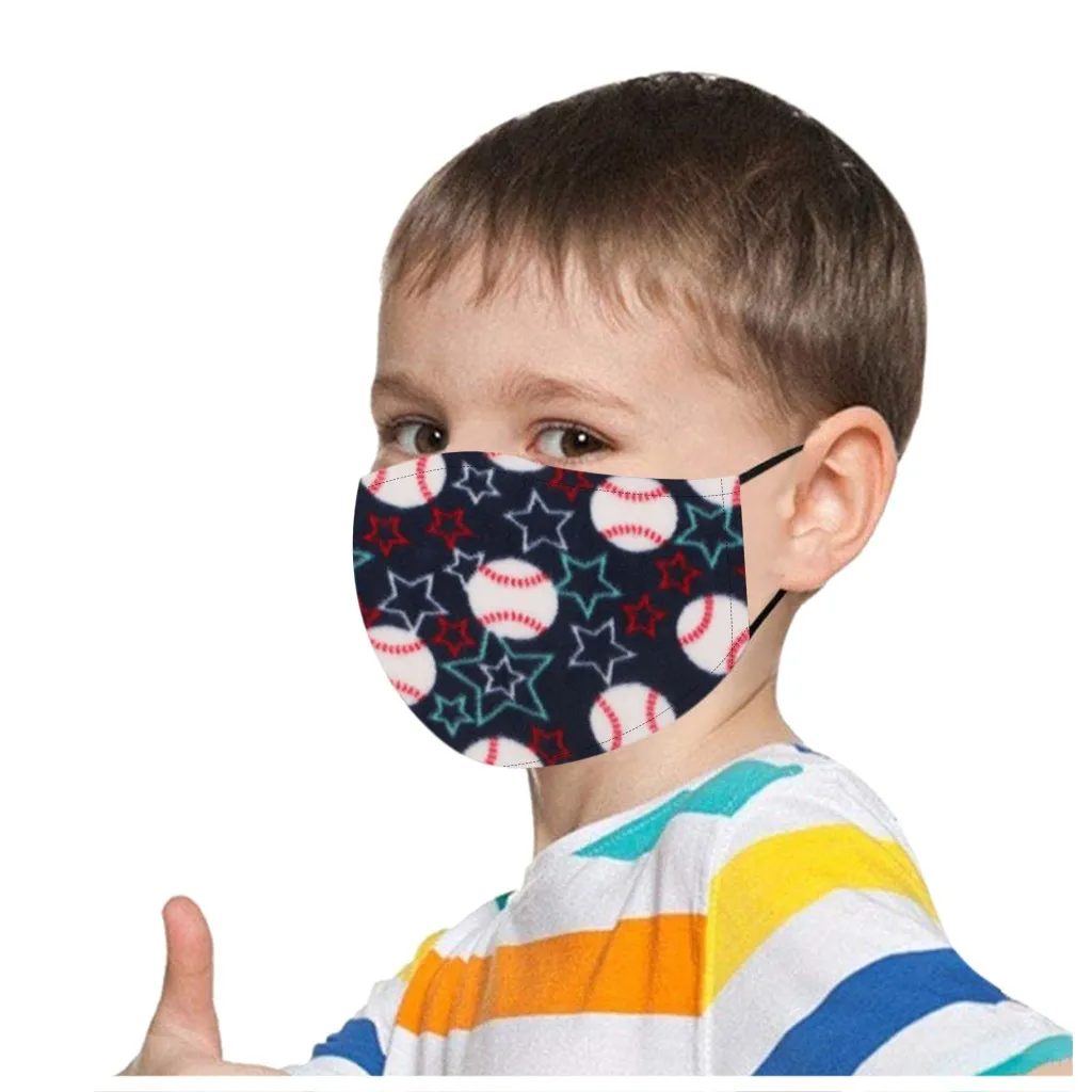 

5PC Child Masks Ball Printed Face Mask Fashion Lovely Reusable Masque Boys Girls Outdoor Dustproof Cover Breathable Mascarillas