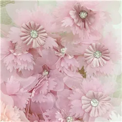 Dusty Pink 100 шт. 3D центр бисером шифон кружевные цветы в белый пыльный розовый для невесты волосы цветок платье для маленьких девочек - Цвет: Dusty Pink