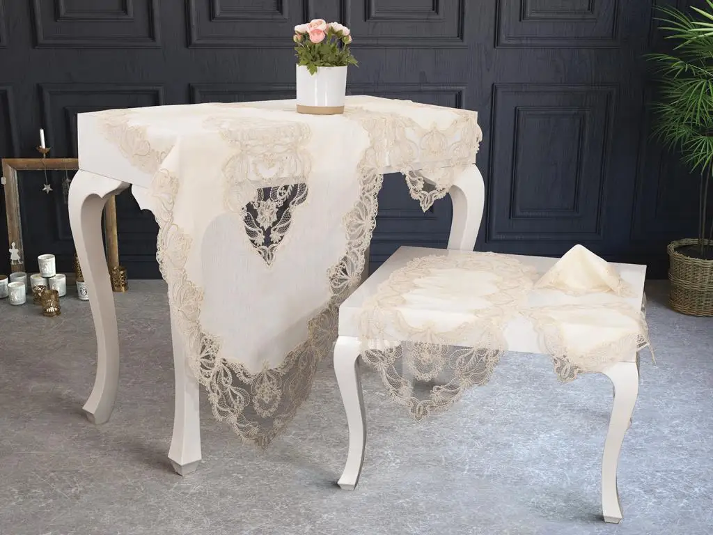 

French Laced Turquoise 5 Piece Lounge Set Cream Gold