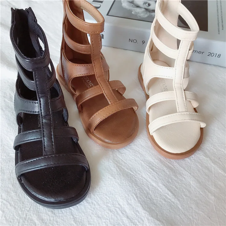 

Girls' Sandals 2021 Summer New Korean Bandage Girls High Top ROMAN SANDALS Little Girls' Beach Princess Shoes 26-36