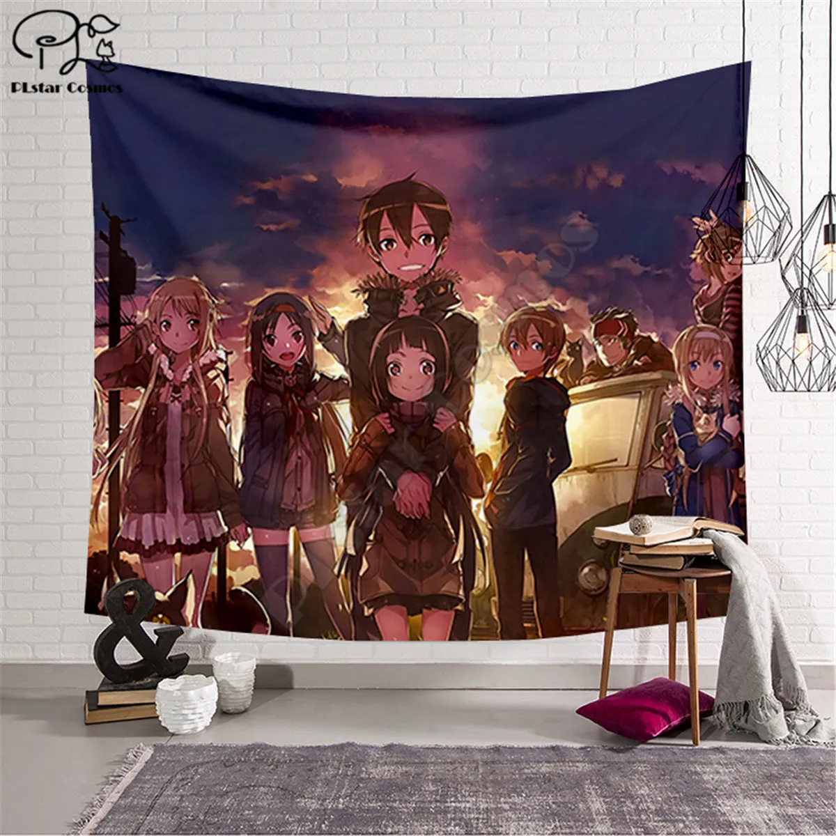 Меч искусство онлайн узор Забавный Мультфильм Одеяло гобелен 3D печать Tapestry