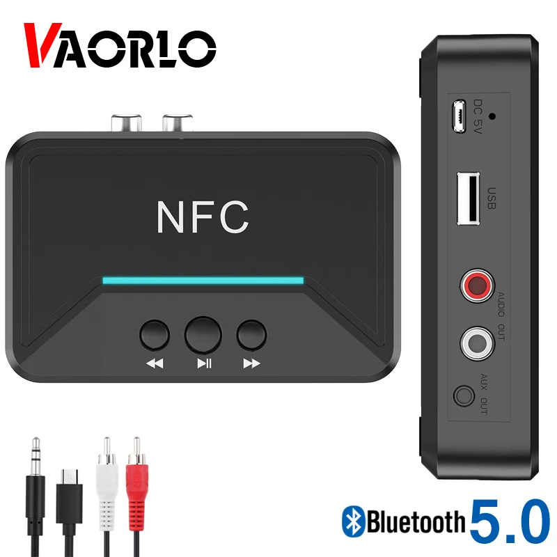 VAORLO NFC Bluetooth 5 0 EDR приемник беспроводной аудио адаптер с RCA 3 мм AUX разъем стерео