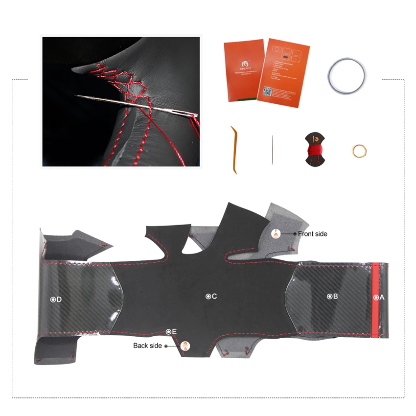 

MEWANT Black PU Carbon Fiber Hand Sew Car Steering Wheel Cover for Fiat Bravo Punto Doblo Linea Qubo Grande Punto Opel Combo D