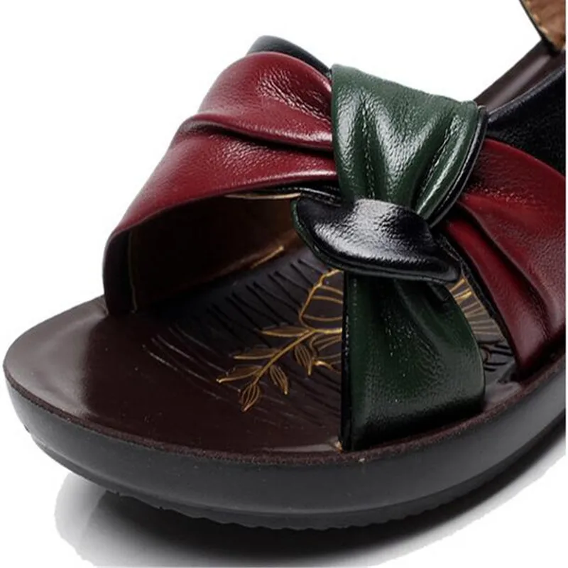 Женские кожаные босоножки на платформе летняя обувь квадратном каблуке с