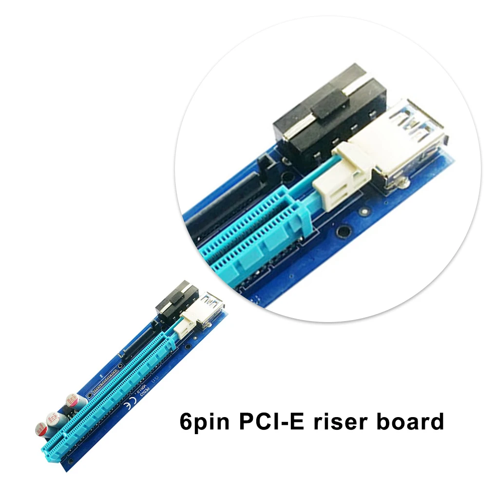 

PCIE PCI Express Riser Board PCI E 1x to 16x USB 3,0 SATA to 6Pin IDE Molex кабель питания для разных цветов 1 шт.
