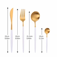 4pcs white gold cutlery set kitchen tableware western stainless steel dinnerware kinfe coffee spoon matte dinner set silverware