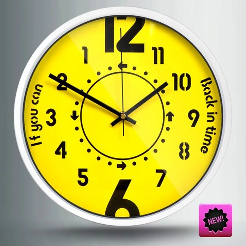 Задняя часть времени/металл/кварцевые Висячие Часы для гостиной креативные