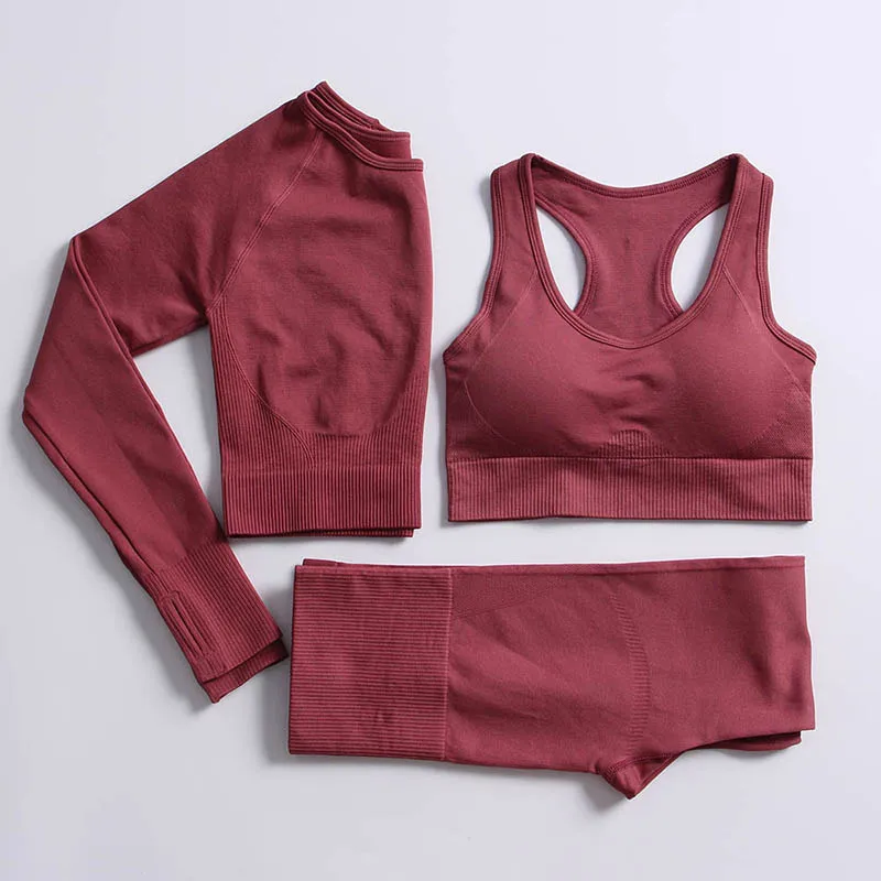 

3Pcs Seamless Yoga Set Gym Fitness Clothing Women Yoga Suit Sportswear Workout Leggings Top Sport Clothes Training Set