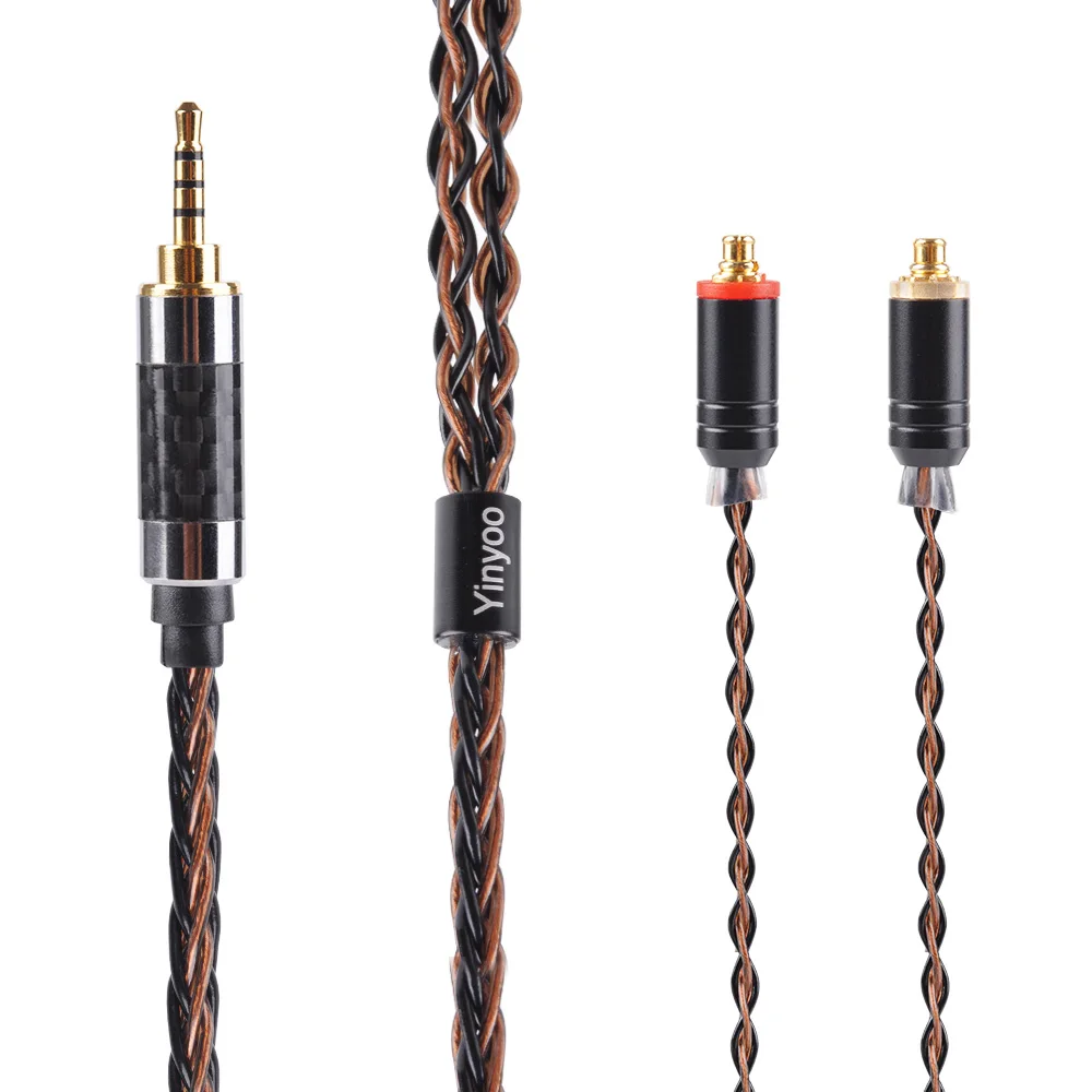 Yinyoo 3,5/4,4/2,5 мм сбалансированный MMCX для Shure SE215 se535 se846 2Pin 8 ядер посеребренный кабель для наушников для ZS10 AS10 ZSN для TRN