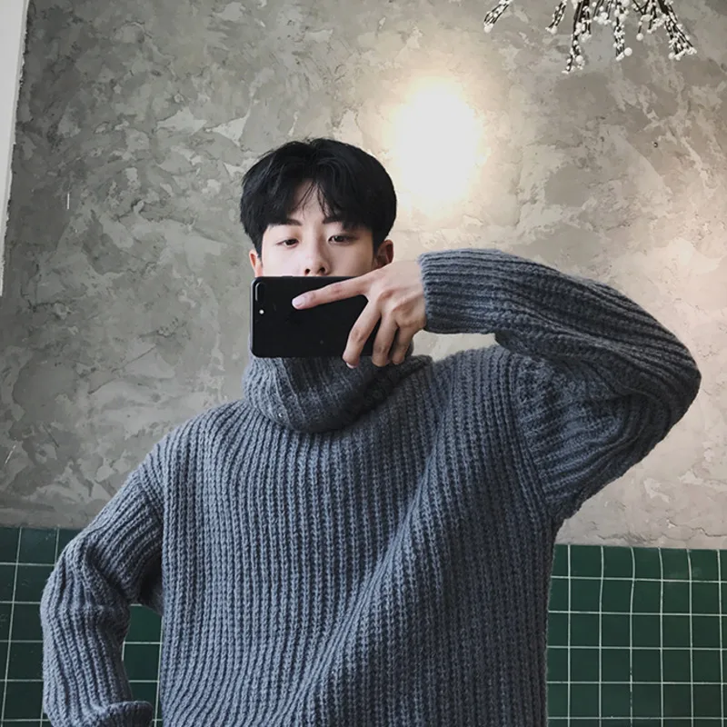 Свитер Мужской трикотажный с высоким воротником большого размера 3XL |