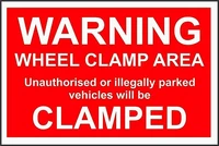 wheel clamp area unauthorised illegally parked vehicles clamped warning vintage retro tin signs vintage look sign metal plate