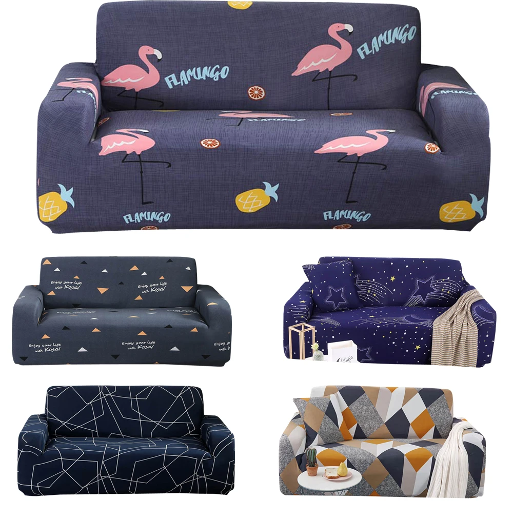 Чехол с принтом Фламинго секционный чехол для дивана все включено эластичный |