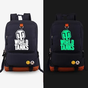 Мужской холщовый рюкзак с принтом WORLD OF TANKS, маленький светящийся ранец в стиле милитари, школьные ранцы для подростков