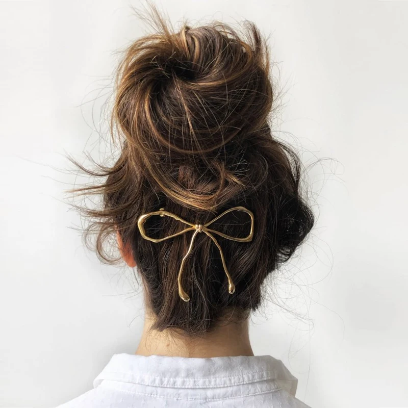 Металлическая заколка для волос CHIMERA с бантом простые золотистые заколки
