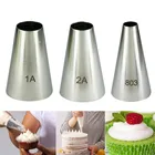 3 шт.лот, большая круглая насадка для кондитерских изделий, для торта, крема, кондитерских изделий, из нержавеющей стали, насадки для глазури для украшения кексов # 1A # 2A #803