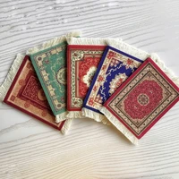 1pc cup coaster vintage ethnic tassels cloth teacup mat heat resistant absorbent coaster for drinks home office bar cafe