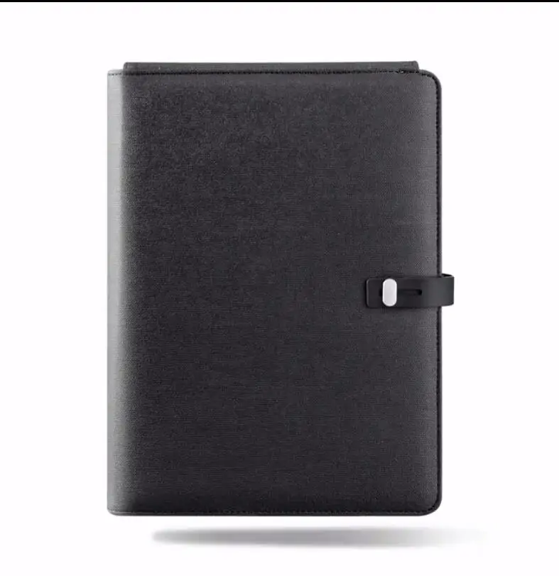 Деловой офис B5 папка для файлов сумка менеджера из искусственной кожи A4 padfolio портфель с эластичной лентой для сотового телефона, Ipad подставка для стойки питания - Цвет: Черный