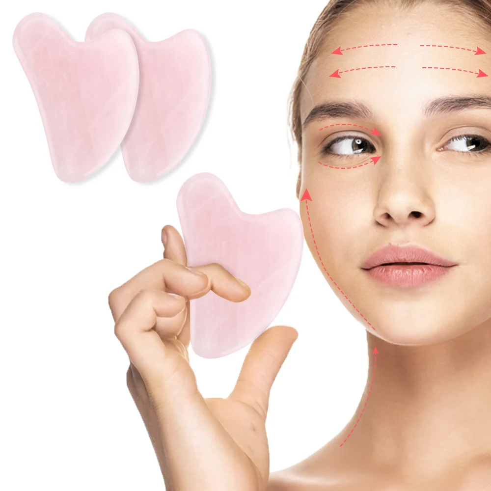 

Face Massager Facial Eyes Leg Massage Tool Quartz Gua Sha Board Acupuncture Massage Thin Face Thin Hands Jade Natural Rose Size