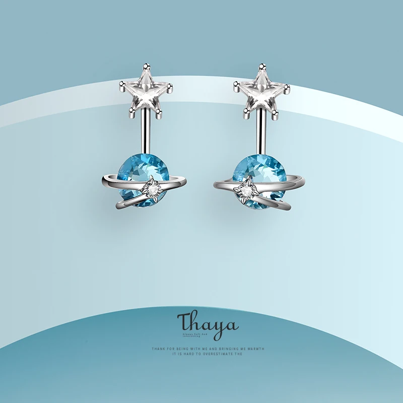 Женские серьги гвоздики из серебра 925 пробы с голубым Цирконом|Серьги-гвоздики| |