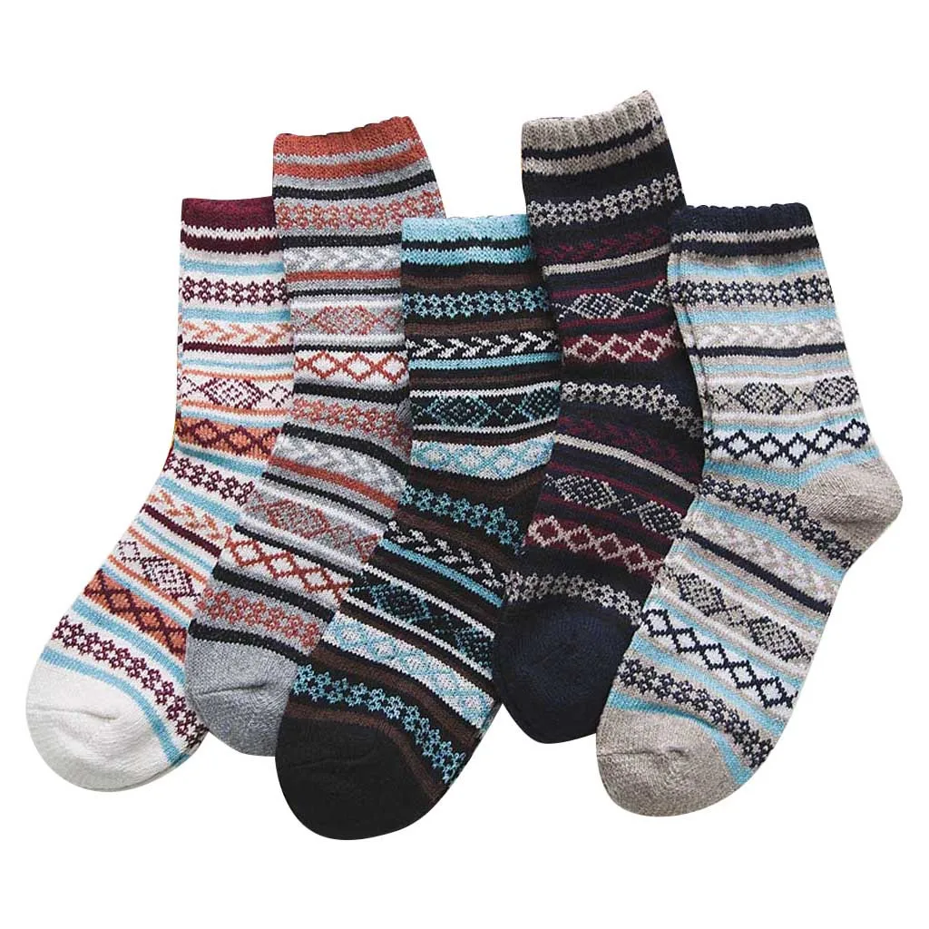 5 пар женские повседневные зимние теплые носки унисекс толстые шерстяные