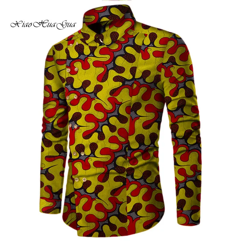 Повседневные Вечерние мужские офисные рубашки в африканском стиле Дашики Базен
