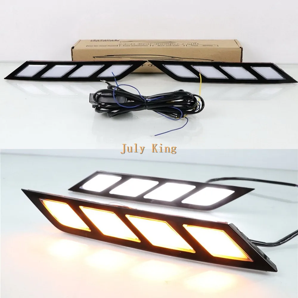 Дневные ходовые огни July King, чехол для Toyota Avalon 2019 +, светодиодный передний бампер ДХО + желтые поворотники