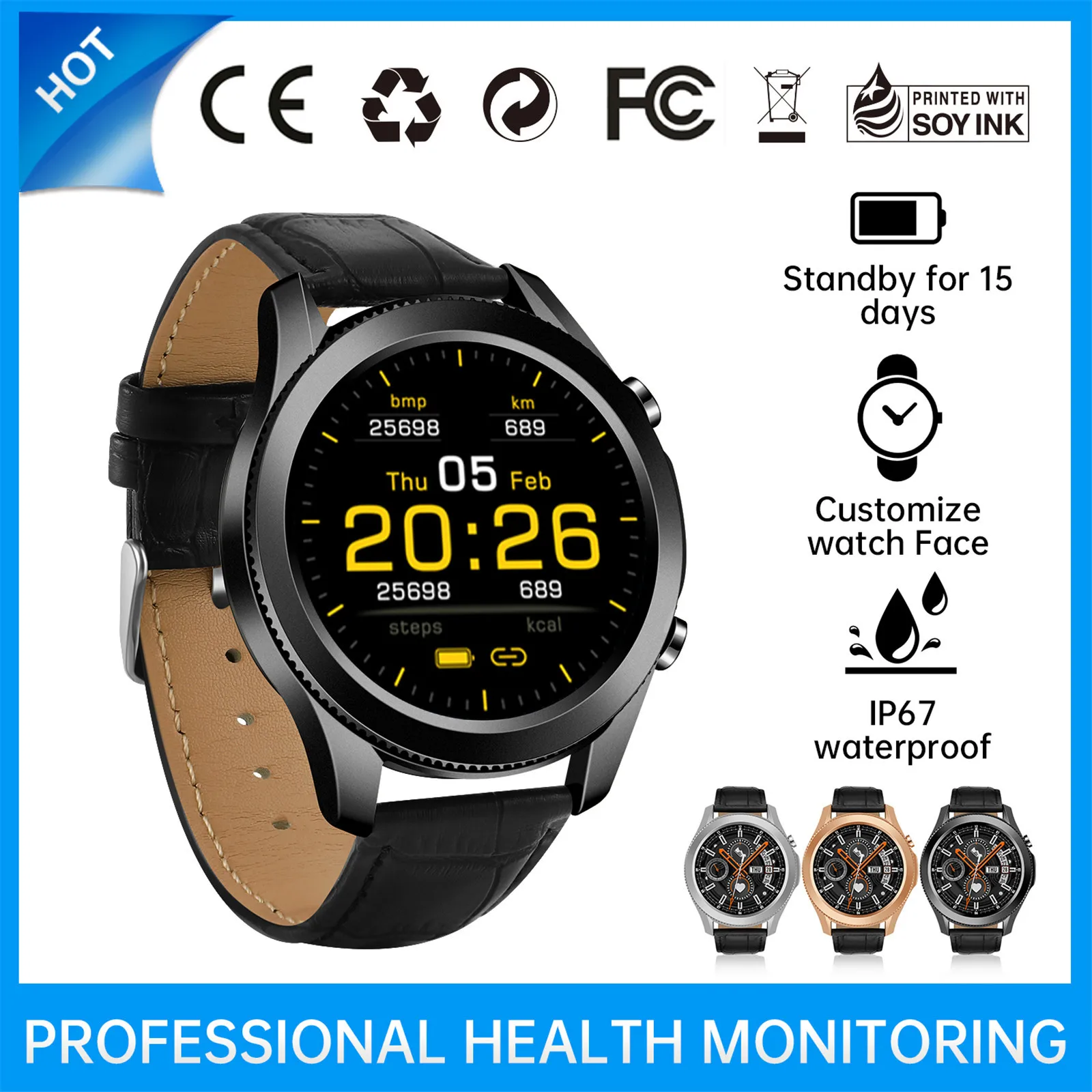 

2021 Newest Smart Watch W3 Ecg + Ppg Hrv Blood Pressure Heart Rate Monitor Activity Tracker Men Ip67 Waterproof Sport Smartwatch