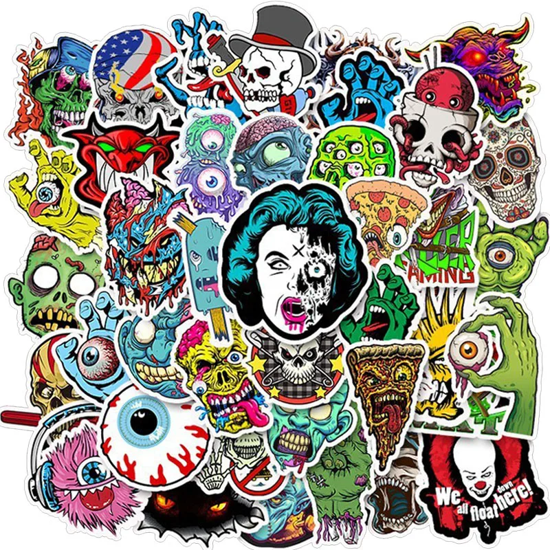 

10/30/50pcs Horror Series Eyes Skull Stickers Waterproof Stationery Stickers For Car Laptop PVC Backpack For Kid DIY Toy