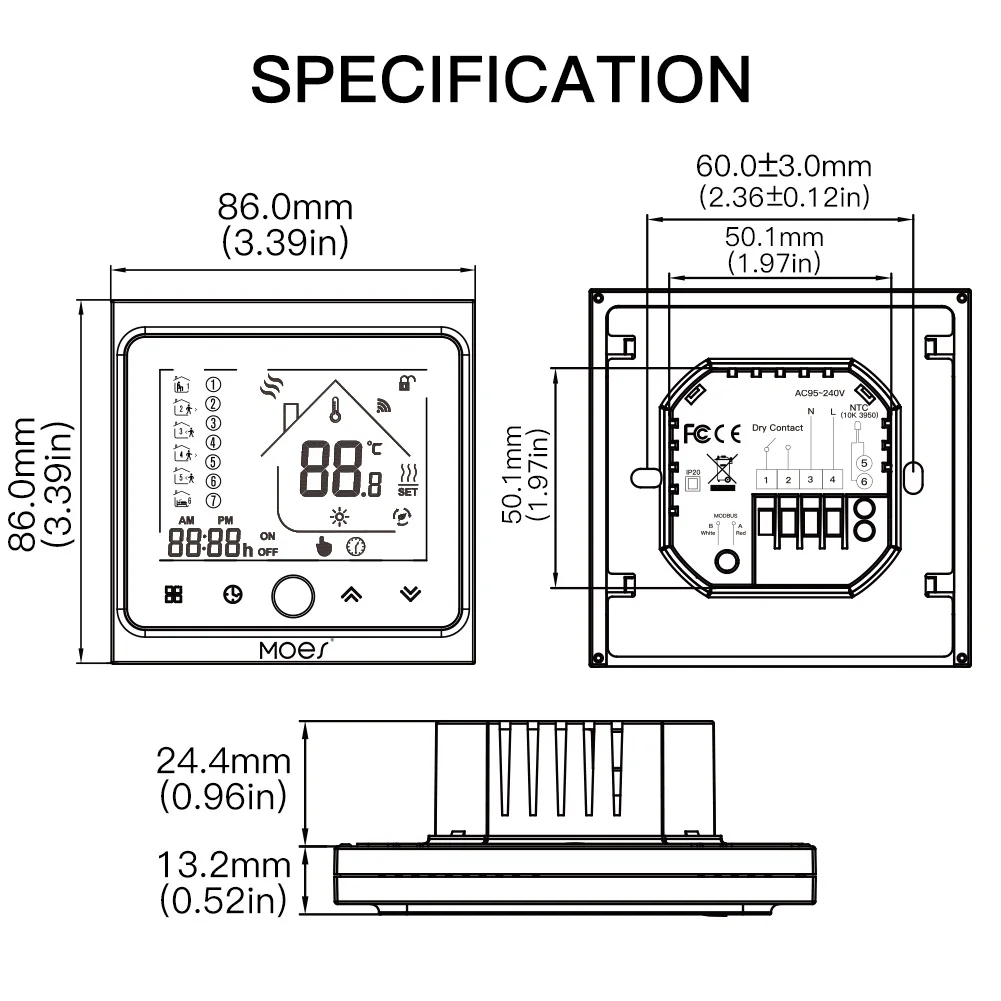 

Smart Thermostat Temperature Controller Hub Required Water/Electric floor Heating Water/Gas Boiler with Alexa Google Home